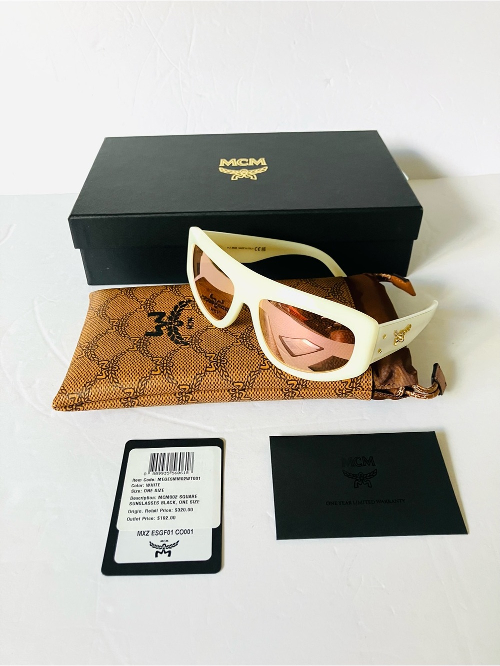 New w/ Case - MCM Unisex Sunglasses - White Gold